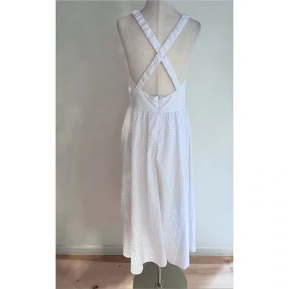 EUC Lulu’s City Strolls White Gingham Backless Twist-Front Midi Dress M​​​ - Picture 6 of 10